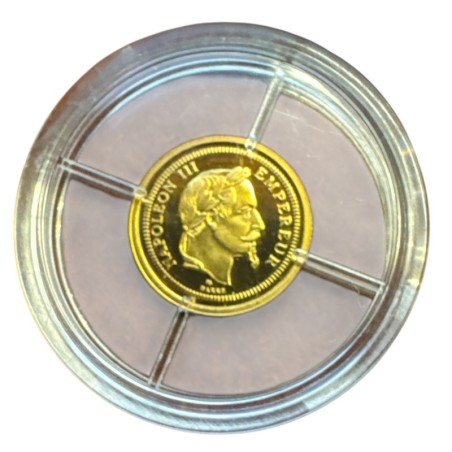 Medaille Or - Réplique 100 Francs 1869 Napoléon III - 0,5g 0,585 - FDC