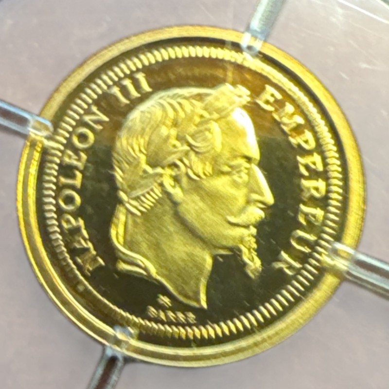 Medaille Or - Réplique 100 Francs 1869 Napoléon III - 0,5g 0,585 - FDC