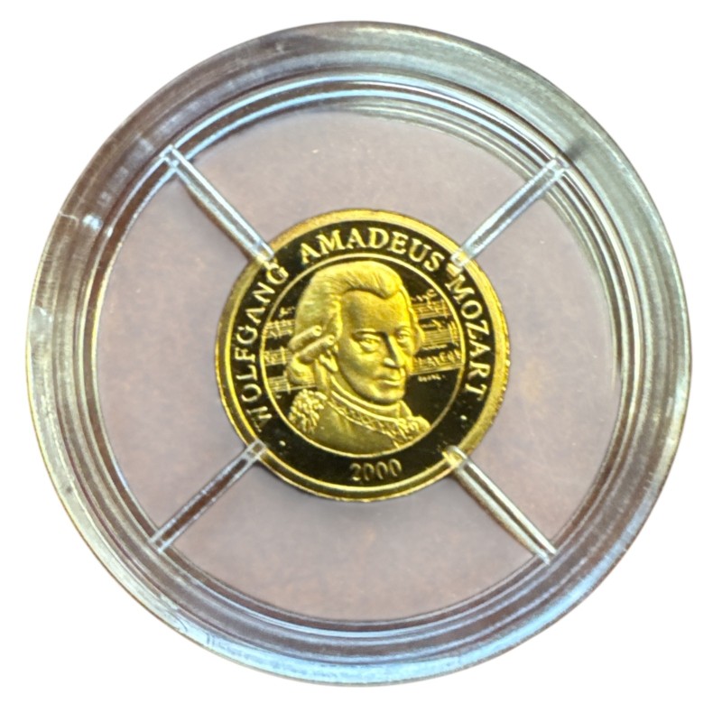 Médaille - Wolfgang amadeus Mozart - or 0,5g 0,585 - FDC