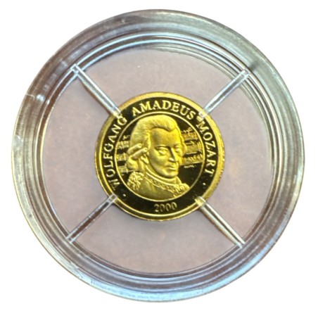 Médaille - Wolfgang amadeus Mozart - or 0,5g 0,585 - FDC