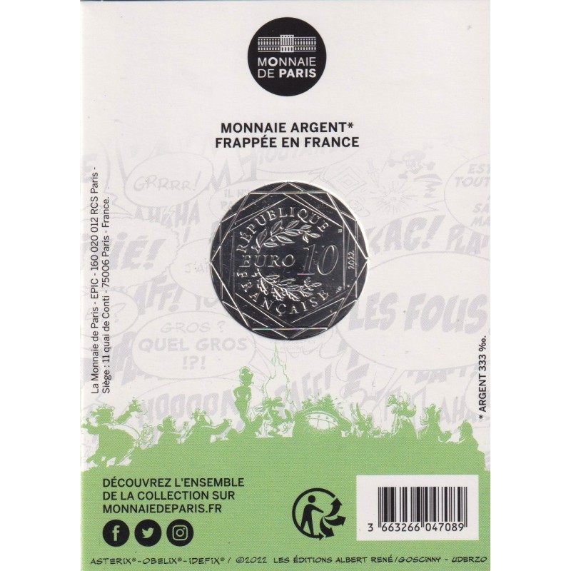 10 Euro 2022 - Obélix - Sensibilité - N°7/18 - argent