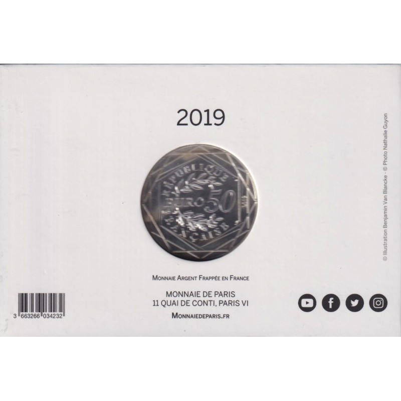 50 Euro 2019 - Bicentenaire déclaration des droits de l'homme - Collection Pièce d'histoire - argent 41g