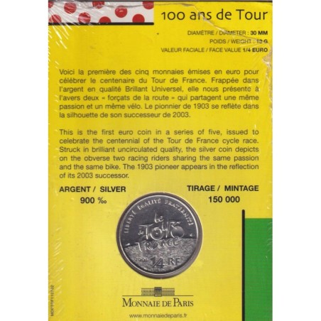 1/4 Euro 2003 - 100 ans Tour de france - argent