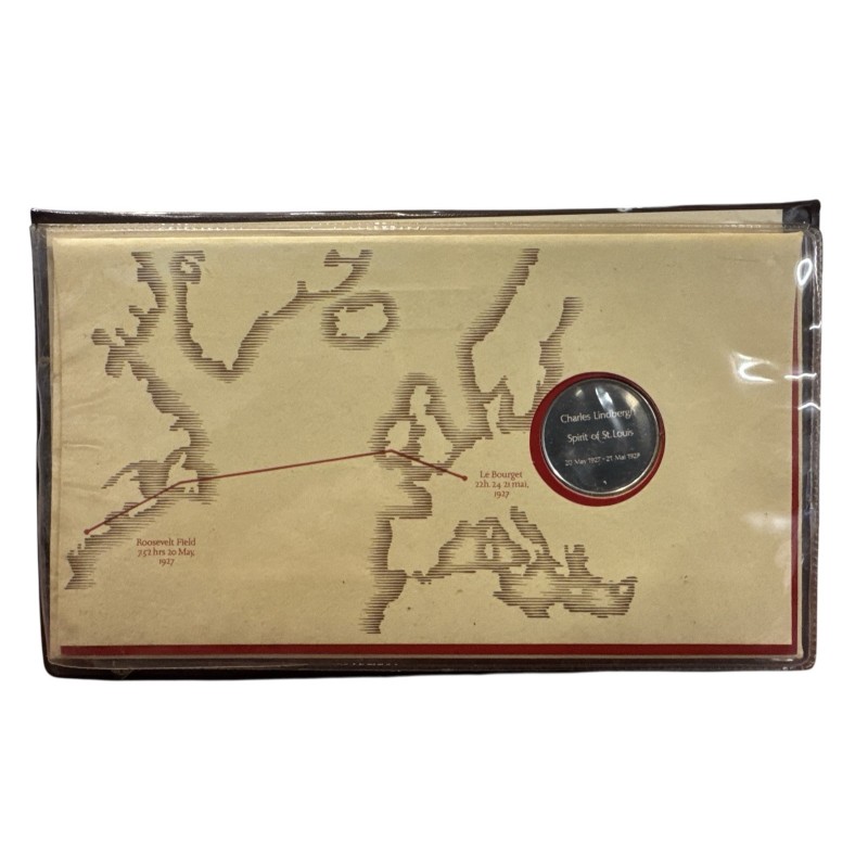 Médaille - 1ère traversée en vol solitaire de l'atlantique - avec lettre 1er jour