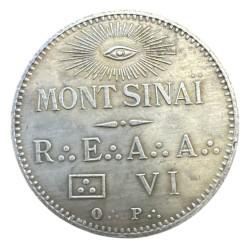 Jeton maçonnique - Le mont sinai - laiton argenté - TTB+