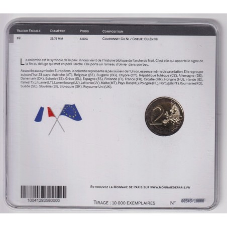 2€ France 2015 - Paix en Europe - Brillant universel