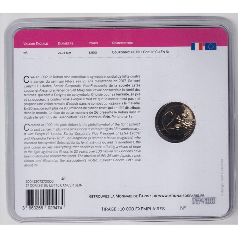 2€ France 2017 - Lutte contre le cancer du sein - brillant universel