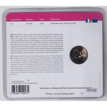 2€ France 2017 - Lutte contre le cancer du sein - brillant universel