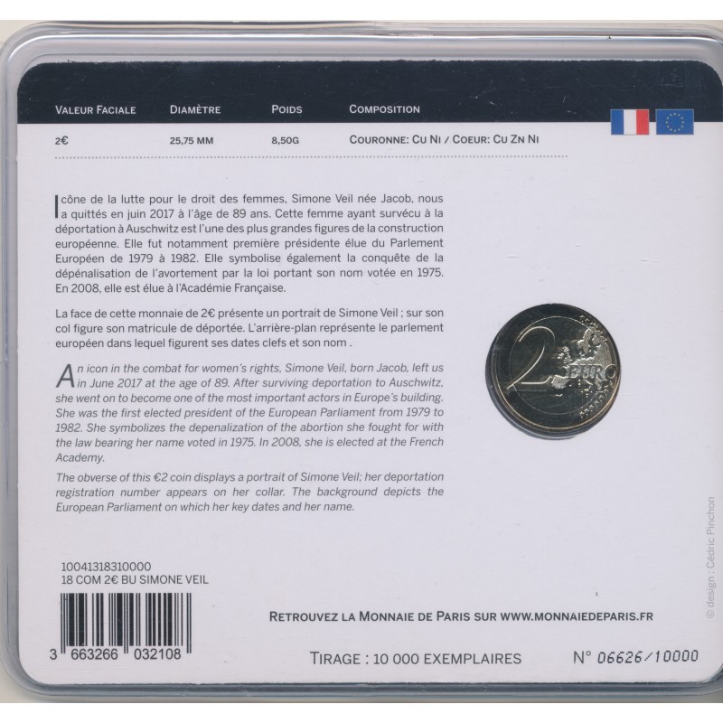 2 Euro 2018 - Simone Veil - Brillant universel