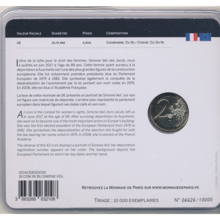 2 Euro 2018 - Simone Veil - Brillant universel
