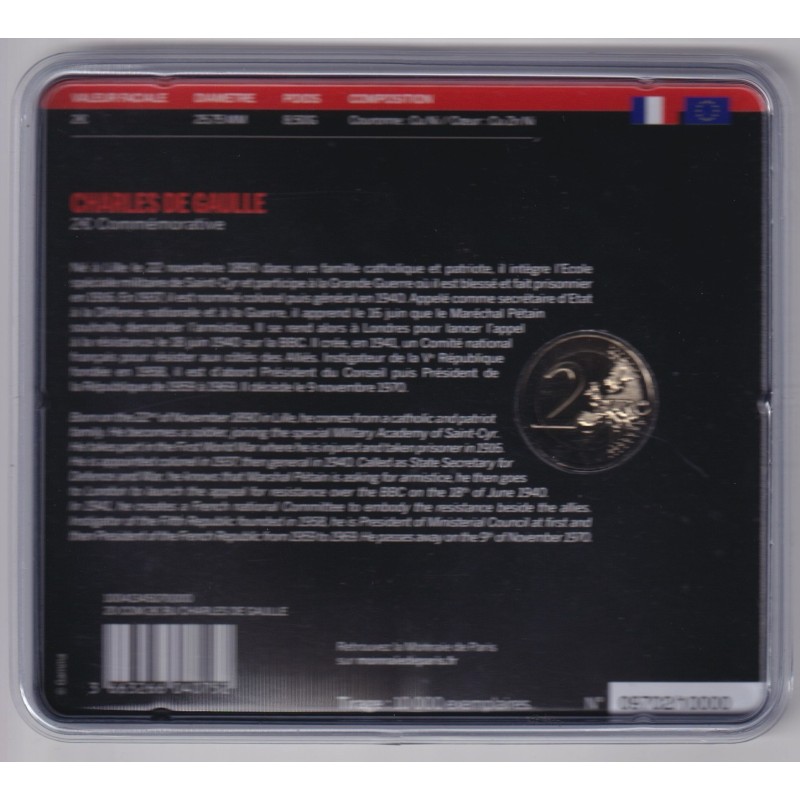 2€ France 2020 - Charles De Gaulle - brillant universel