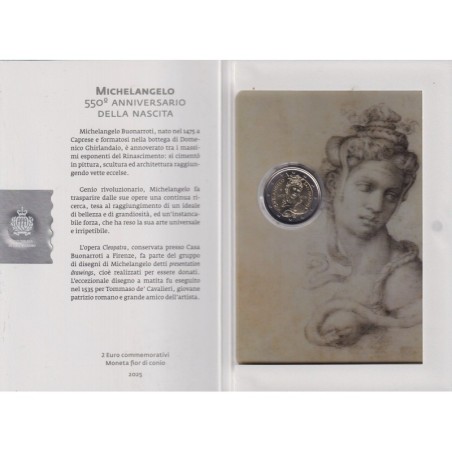 St marin - 2 Euro 2025 - 550e anniversaire de la naissance de Michel-Ange
