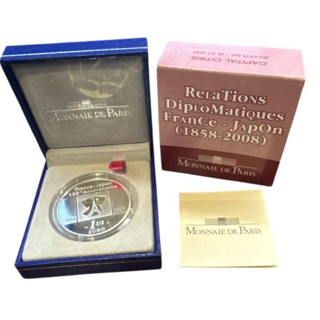 1,5 Euro 2008 - Relations diplomatiques France-Japon - argent Belle Epreuve