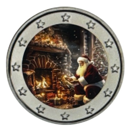 2 Euro couleur - Noel - N°5 - Père noel et cheminée