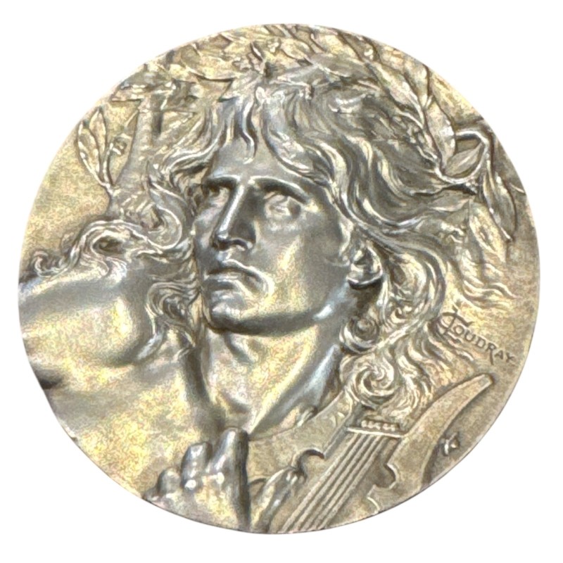 Médaille - Orphée - Joueur de lyre - argent 167g - 68mm - Coudray - TTB+