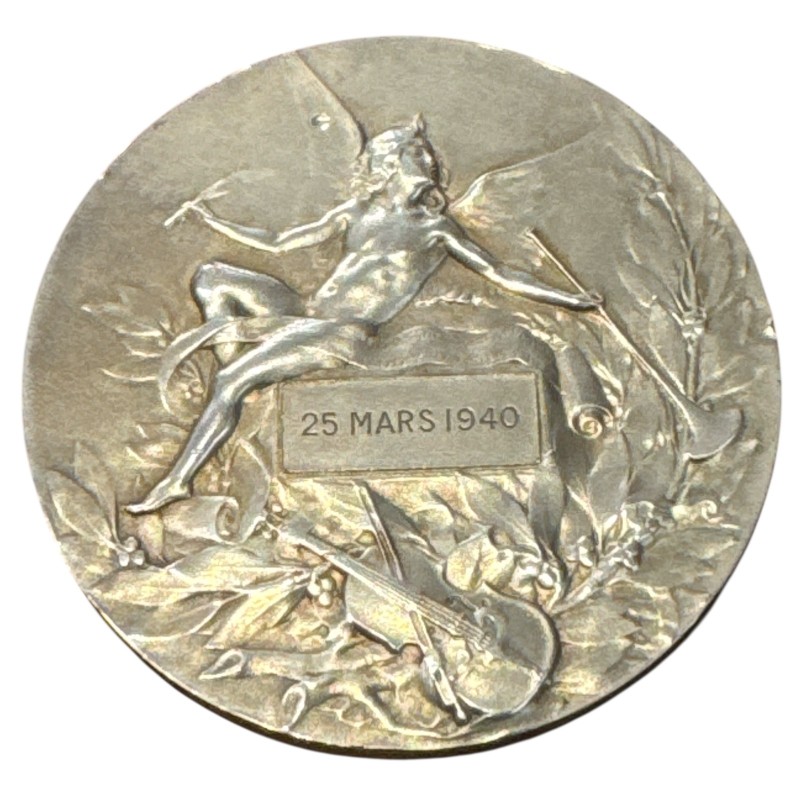 Médaille - Orphée - Joueur de lyre - argent 167g - 68mm - Coudray - TTB+