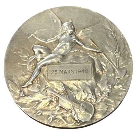 Médaille - Orphée - Joueur de lyre - argent 167g - 68mm - Coudray - TTB+