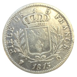 5 Francs Louis XVIII - Buste habillé - 1815 Q Perpignan - TB 2