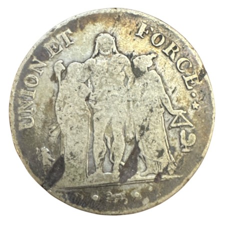 5 Francs Union et Force - AN 8 A Paris - B