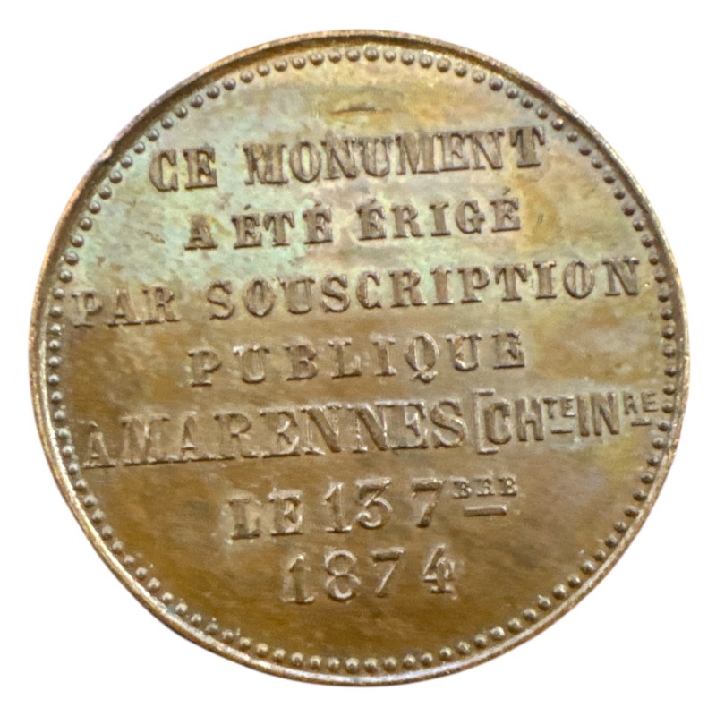 Médaille - Samuel prosper napoléon de chasseloup laubat - Marennes charentes inférieure - cuivre - 29mm - SUP