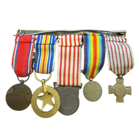 Barette 5 Décorations - Taille réduction - 1ère guerre mondiale - WWI