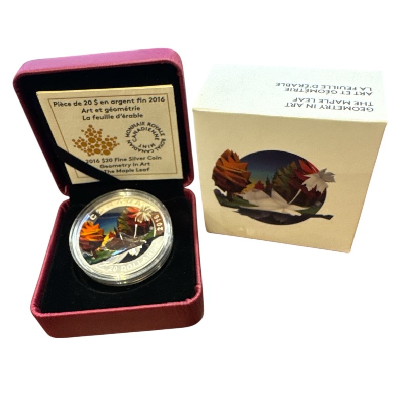 Canada - 20 Dollars 2016 - La feuille d'érable - art et géométrie - argent 31,83g