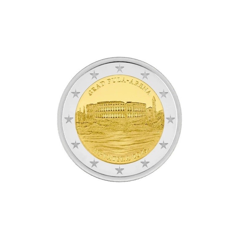 Croatie - 2 Euro 2025 - ville de Pula en Istrie, et son amphithéâtre romain