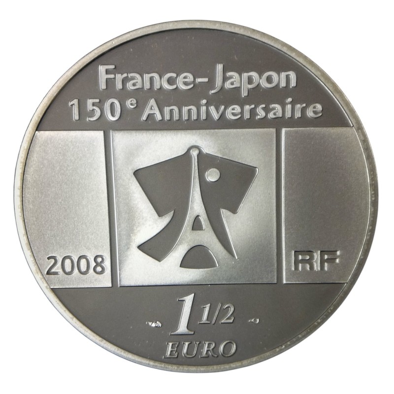 1,5 Euro 2008 - Relations diplomatiques France-Japon - Tableau Français - argent Belle Epreuve