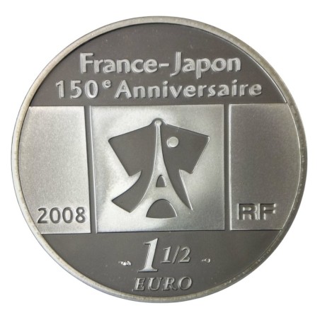 1,5 Euro 2008 - Relations diplomatiques France-Japon - Tableau Français - argent Belle Epreuve