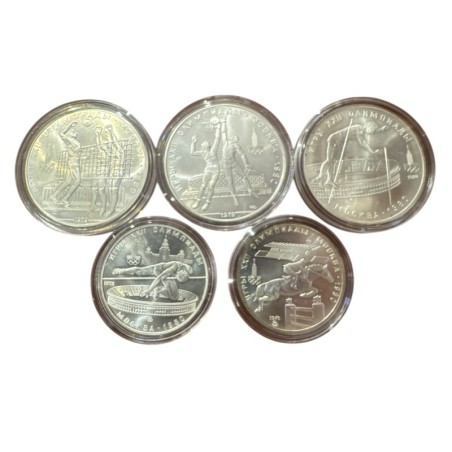 Russie - Coffret 6 Monnaies - 1977 - JO Moscou 1980 - argent 133g - FDC 
