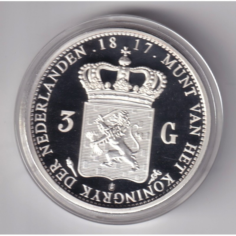 Médaille - Réplique 3 Gulden 1817 - Wilhelm I - cuivre argenté - 40mm - flan bruni