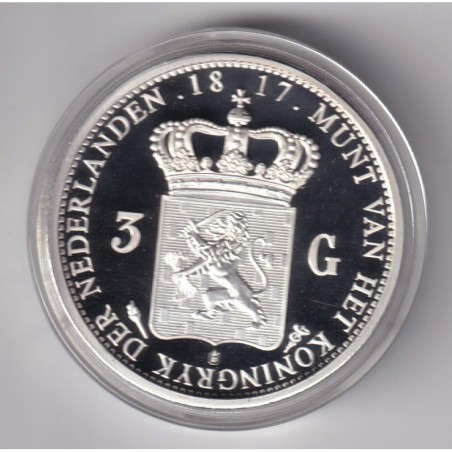 Médaille - Réplique 3 Gulden 1817 - Wilhelm I - cuivre argenté - 40mm - flan bruni