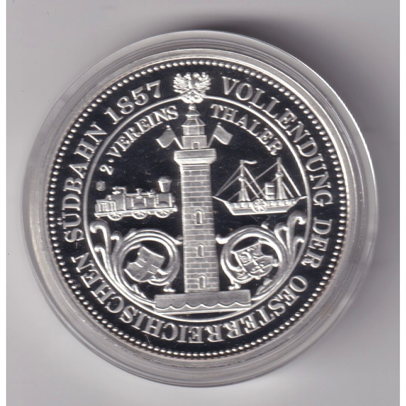 Médaille - Réplique Double vereins thaler 1857 - cuivre argenté - 40mm - flan bruni
