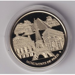 Médaille - Gustave Eiffel et la Tour eiffel - maillechort - 35mm - Flan bruni 2