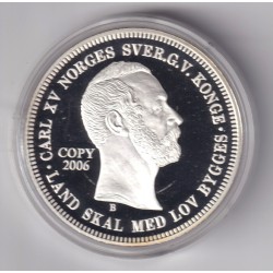 Médaille - Réplique 1 Spécieuse Daler 1861 - Charles XV - cuivre argenté - 40mm - flan bruni