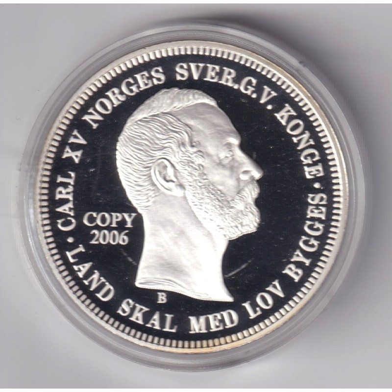 Médaille - Réplique 1 Spécieuse Daler 1861 - Charles XV - cuivre argenté - 40mm - flan bruni