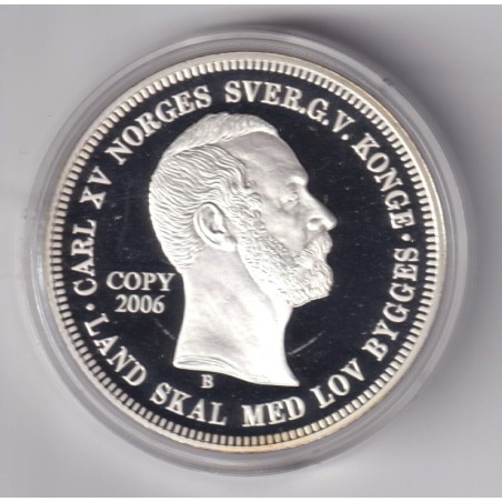 Médaille - Réplique 1 Spécieuse Daler 1861 - Charles XV - cuivre argenté - 40mm - flan bruni