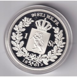 Médaille - Réplique 1 Spécieuse Daler 1861 - Charles XV - cuivre argenté - 40mm - flan bruni 2