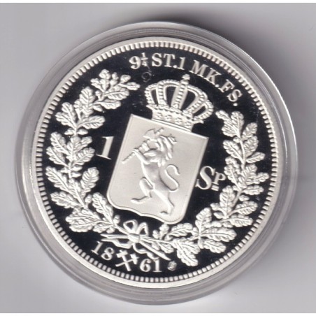 Médaille - Réplique 1 Spécieuse Daler 1861 - Charles XV - cuivre argenté - 40mm - flan bruni