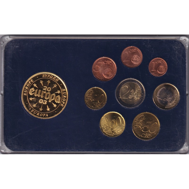 Portugal - Coffret 8 Monnaies - 1 Cent à 2 euro années mélangées + Médaille Europa 2003 Billet 20 escudos