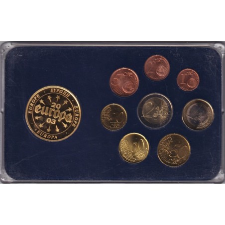 Portugal - Coffret 8 Monnaies - 1 Cent à 2 euro années mélangées + Médaille Europa 2003 Billet 20 escudos
