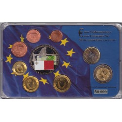Malte - Coffret 8 Monnaies - 1 Cent à 2 euro 2008 + Médaille Europa 2002 billet -  50.000 ex