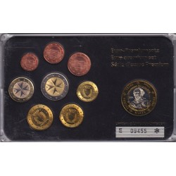 Malte - Coffret 8 Monnaies - 1 Cent à 2 euro 2008 - + 1 Euro essai Malte 2004 De la valette -  50.000 ex