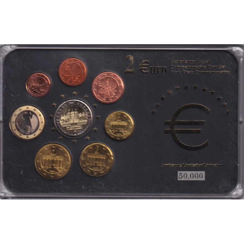 Allemagne - Coffret 8 Monnaies - 1 Cent à 2 euro années mélangées + 2€ commémo 2007 - 50.000 ex