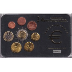 Italie - Coffret 8 Monnaies - 1 Cent à 1 euro 2002 + 2€ commemo 2004 - 50.000 ex