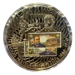Médaille - 5 Francs pasteur - En mémoire d'une monnaie - maillechort - 50mm - Flan bruni