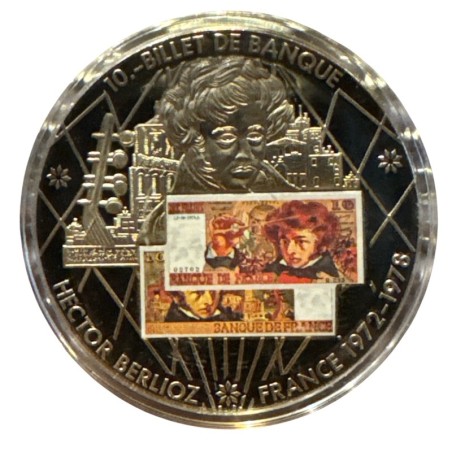 Médaille - 10 Francs Berlioz - En mémoire d'une monnaie - maillechort - 50mm - Flan bruni