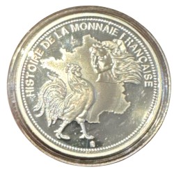 Médaille - 100 Francs Cochet dorée et incrustée - 1954-58 - Arc de triomphe - Histoire de la monnaie Française - cuivre argenté  2