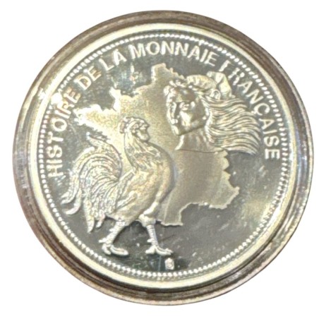 Médaille - 100 Francs Cochet dorée et incrustée - 1954-58 - Arc de triomphe - Histoire de la monnaie Française - cuivre argenté 