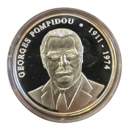Médaille - Georges Pompidou - 1911-1974 - Président de la République - cuivre argenté - Flan bruni
